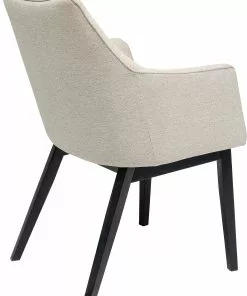 Kare Design Modino Tuoli Käsinojilla, Kermanvärinen -Huonekalu kauppa krzeslo do salonu z podlokietnikami bezowe nogi czarne 4