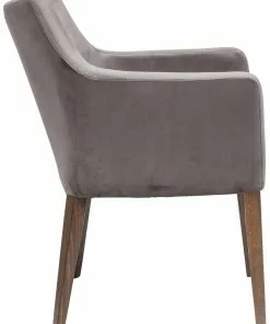 Kare Design Mode Velvet Tuoli Käsinojilla, Harmaa -Huonekalu kauppa krzeslo mode velvet 58x87 cm szare 16