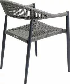 Kare Design Palma Tuoli Käsinojilla, Harmaa -Huonekalu kauppa krzeslo ogrodowe z podlokietnikami szare nogi czarne 57x77 cm 4