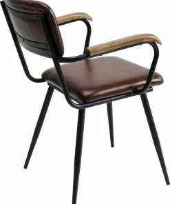 Kare Design Salsa Tuoli Käsinojilla- Nahkaa, Ruskea, Metalli -Huonekalu kauppa krzeslo skorzane brazowe z podlokietnikami 53x79 cm nogi czarne 3
