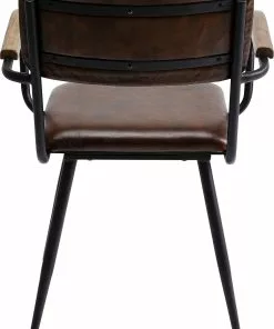 Kare Design Salsa Tuoli Käsinojilla- Nahkaa, Ruskea, Metalli -Huonekalu kauppa krzeslo skorzane brazowe z podlokietnikami 53x79 cm nogi czarne 4