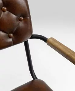 Kare Design Salsa Tuoli Käsinojilla- Nahkaa, Ruskea, Metalli -Huonekalu kauppa krzeslo skorzane brazowe z podlokietnikami 53x79 cm nogi czarne 5