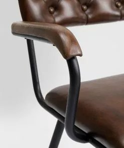 Kare Design Salsa Tuoli Käsinojilla- Nahkaa, Ruskea, Metalli -Huonekalu kauppa krzeslo skorzane brazowe z podlokietnikami 53x79 cm nogi czarne 6