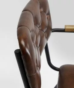 Kare Design Salsa Tuoli Käsinojilla- Nahkaa, Ruskea, Metalli -Huonekalu kauppa krzeslo skorzane brazowe z podlokietnikami 53x79 cm nogi czarne 7