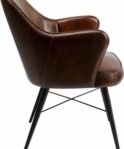 Kare Design Rumba Nojatuoli - Nahkaa, Ruskea -Huonekalu kauppa krzeslo skorzane z podlokietnikami brazowe 54x87 cm nogi czarne 3