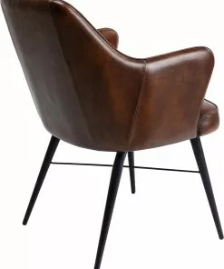 Kare Design Rumba Nojatuoli - Nahkaa, Ruskea -Huonekalu kauppa krzeslo skorzane z podlokietnikami brazowe 54x87 cm nogi czarne 4