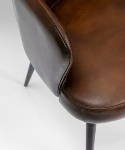 Kare Design Rumba Nojatuoli - Nahkaa, Ruskea -Huonekalu kauppa krzeslo skorzane z podlokietnikami brazowe 54x87 cm nogi czarne 6