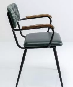 Kare Design Salsa Tuoli Käsinojilla - Nahkaa, Tummanvihreä, Metalli -Huonekalu kauppa krzeslo skorzane zielone z podlokietnikami 53x79 cm nogi czarne 3