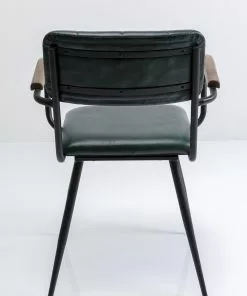 Kare Design Salsa Tuoli Käsinojilla - Nahkaa, Tummanvihreä, Metalli -Huonekalu kauppa krzeslo skorzane zielone z podlokietnikami 53x79 cm nogi czarne 5