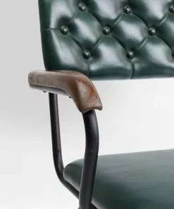 Kare Design Salsa Tuoli Käsinojilla - Nahkaa, Tummanvihreä, Metalli -Huonekalu kauppa krzeslo skorzane zielone z podlokietnikami 53x79 cm nogi czarne 6