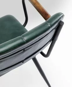 Kare Design Salsa Tuoli Käsinojilla - Nahkaa, Tummanvihreä, Metalli -Huonekalu kauppa krzeslo skorzane zielone z podlokietnikami 53x79 cm nogi czarne 7