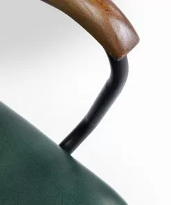Kare Design Salsa Tuoli Käsinojilla - Nahkaa, Tummanvihreä, Metalli -Huonekalu kauppa krzeslo skorzane zielone z podlokietnikami 53x79 cm nogi czarne 8