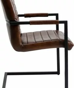 Kare Design Lola Tuoli Käsinojilla- Nahka, Metalli, Ruskea -Huonekalu kauppa krzeslo swing skorzane z podlokietnikami brazowe 51x89 cm 3