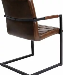 Kare Design Lola Tuoli Käsinojilla- Nahka, Metalli, Ruskea -Huonekalu kauppa krzeslo swing skorzane z podlokietnikami brazowe 51x89 cm 4