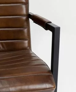 Kare Design Lola Tuoli Käsinojilla- Nahka, Metalli, Ruskea -Huonekalu kauppa krzeslo swing skorzane z podlokietnikami brazowe 51x89 cm 6