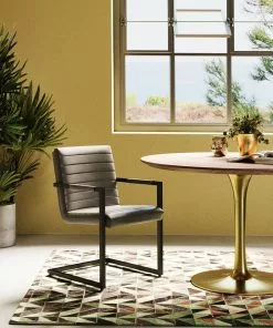 Kare Design Lola Tuoi Käsinojilla - Nahka, Metalli, Harmaa -Huonekalu kauppa krzeslo swing skorzane z podlokietnikami czarne 51x89 cm 10