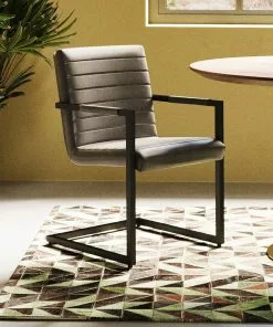 Kare Design Lola Tuoi Käsinojilla - Nahka, Metalli, Harmaa