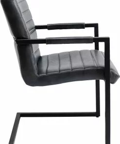 Kare Design Lola Tuoi Käsinojilla - Nahka, Metalli, Harmaa -Huonekalu kauppa krzeslo swing skorzane z podlokietnikami czarne 51x89 cm 3