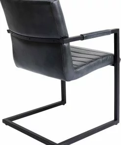 Kare Design Lola Tuoi Käsinojilla - Nahka, Metalli, Harmaa -Huonekalu kauppa krzeslo swing skorzane z podlokietnikami czarne 51x89 cm 4