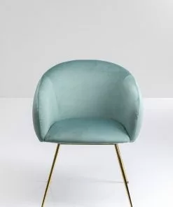 Kare Design Lorena Tuoli Käsinojilla, Turkoosi -Huonekalu kauppa krzeslo welurowe z podlokietnikami turkusowe nogi zlote 63x81 cm 3