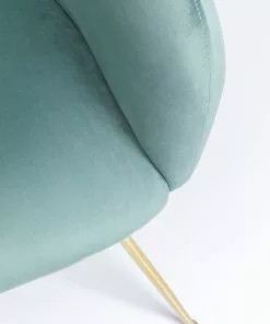 Kare Design Lorena Tuoli Käsinojilla, Turkoosi -Huonekalu kauppa krzeslo welurowe z podlokietnikami turkusowe nogi zlote 63x81 cm 4