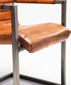 Kare Design Riffle Buffalo Tuoli Käsinojilla, Ruskea -Huonekalu kauppa krzeslo z podlokietnikami cantilever riffle 55x85 cm brazowe skora naturalna 9