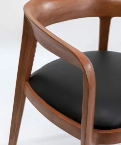 Kare Design Valencia Tuoli Käsinojilla, Ruskea -Huonekalu kauppa krzeslo z podlokietnikami drewno brazowe siedzisko czarne 60x74 cm 10