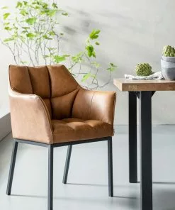 Kare Design Thinktank Tuoli Käsinojilla, Ruskea -Huonekalu kauppa krzeslo z podlokietnikami thinktank 62x85 cm jasnobrazowe skora naturalna 11