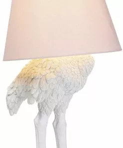 Kare Design Animal Ostrich Striutsi Pöytävalaisin, Valkoinen 66cm -Huonekalu kauppa lampa stolowa animal ostrich o30x67 cm biala klosz rozowy 4