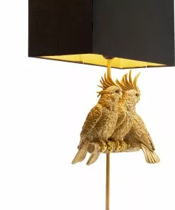 Kare Design Animal Parrots Papukaijat Pöytävalaisin 71cm -Huonekalu kauppa lampa stolowa animal parrots 47x71 cm zlota klosz czarny 3