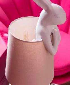 Kare Design Animal Rabbit Pöytävalaisin, Pupu-lamppu - Vaaleanpun./valkoinen 68cm -Huonekalu kauppa lampa stolowa animal rabbit 27x68 cm biala 13