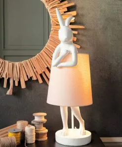 Kare Design Animal Rabbit Pöytävalaisin, Pupu-lamppu - Vaaleanpun./valkoinen 68cm -Huonekalu kauppa lampa stolowa animal rabbit 27x68 cm biala 7
