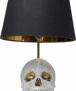 Kare Design Skull Crystals Front Pääkallo Pöytävalaisin 44cm -Huonekalu kauppa lampa stolowa czaszka srebrna klosz czarny o31x44 cm 2