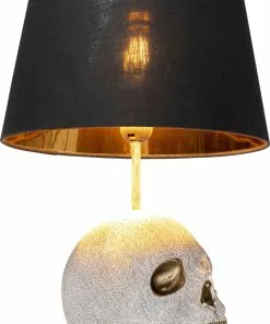 Kare Design Skull Crystals Front Pääkallo Pöytävalaisin 44cm -Huonekalu kauppa lampa stolowa czaszka srebrna klosz czarny o31x44 cm 3