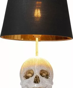 Kare Design Skull Crystals Front Pääkallo Pöytävalaisin 44cm -Huonekalu kauppa lampa stolowa czaszka srebrna klosz czarny o31x44 cm 4