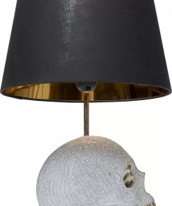 Kare Design Skull Crystals Front Pääkallo Pöytävalaisin 44cm -Huonekalu kauppa lampa stolowa czaszka srebrna klosz czarny o31x44 cm 5