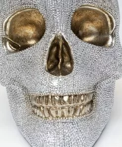 Kare Design Skull Crystals Front Pääkallo Pöytävalaisin 44cm -Huonekalu kauppa lampa stolowa czaszka srebrna klosz czarny o31x44 cm 6