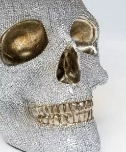 Kare Design Skull Crystals Front Pääkallo Pöytävalaisin 44cm -Huonekalu kauppa lampa stolowa czaszka srebrna klosz czarny o31x44 cm 7