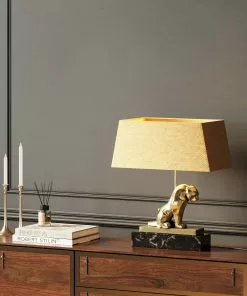 Kare Design Geometric Leopard Pöytävalaisin - Ruskea 36cm -Huonekalu kauppa lampa stolowa glamour lampart zloty abazur welurowy brazowy 37x36 cm 11