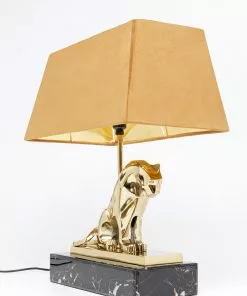 Kare Design Geometric Leopard Pöytävalaisin - Ruskea 36cm -Huonekalu kauppa lampa stolowa glamour lampart zloty abazur welurowy brazowy 37x36 cm 2