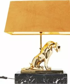 Kare Design Geometric Leopard Pöytävalaisin - Ruskea 36cm -Huonekalu kauppa lampa stolowa glamour lampart zloty abazur welurowy brazowy 37x36 cm 3