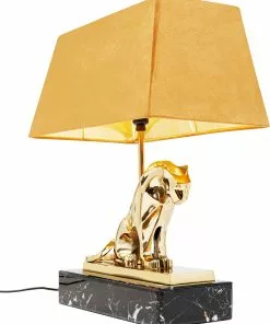 Kare Design Geometric Leopard Pöytävalaisin - Ruskea 36cm -Huonekalu kauppa lampa stolowa glamour lampart zloty abazur welurowy brazowy 37x36 cm 4