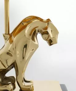 Kare Design Geometric Leopard Pöytävalaisin - Ruskea 36cm -Huonekalu kauppa lampa stolowa glamour lampart zloty abazur welurowy brazowy 37x36 cm 6