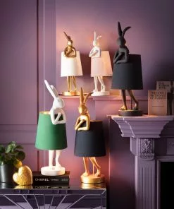 Kare Design Animal Rabbit Pupu Pöytävalaisin, Pupulamppu, Kulta/vihreä 68cm