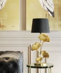 Kare Design Leaf Gold Pöytävalaisin 69cm -Huonekalu kauppa lampa stolowa leaf o31x69 cm zlota klosz czarny 12 scaled