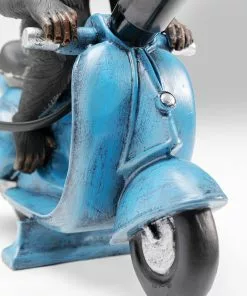 Kare Design Monkey Road Trip Apina Pöytävalaisin 24cm -Huonekalu kauppa lampa stolowa malpa na skuterze niebiesko brazowa 25x24 cm 7 scaled