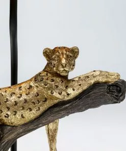 Kare Design Relax Leopard Leopardi Pöytävalaisin 50cm -Huonekalu kauppa lampa stolowa motyw zwierzecy lampart klosz czarny 28x50 cm 8