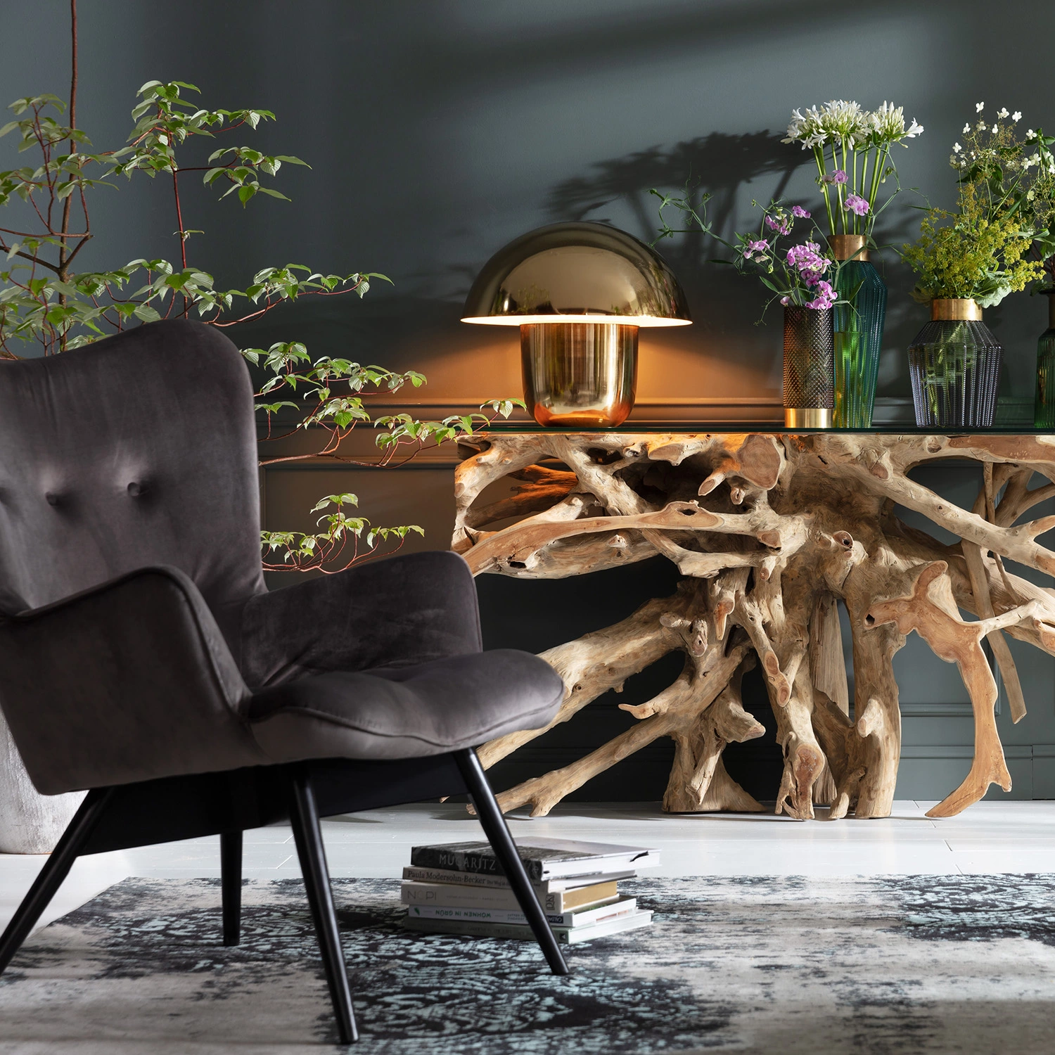 Edessä -Huonekalu kauppa lampa stolowa mushroom o50x44 cm mosiezna 10