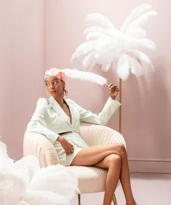 Kare Design Feather Palm Pöytävalaisin Valkoinen 60cm -Huonekalu kauppa lampa stolowa palma biala strusie piora 60 cm podstawa zlota 9