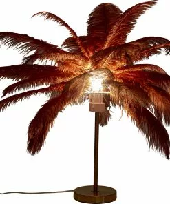 Kare Design Feather Palm Pöytävalaisin, Ruosteenpunainen 60cm -Huonekalu kauppa lampa stolowa palma brazowa rdzawa strusie piora 60 cm podstawa zlota 3